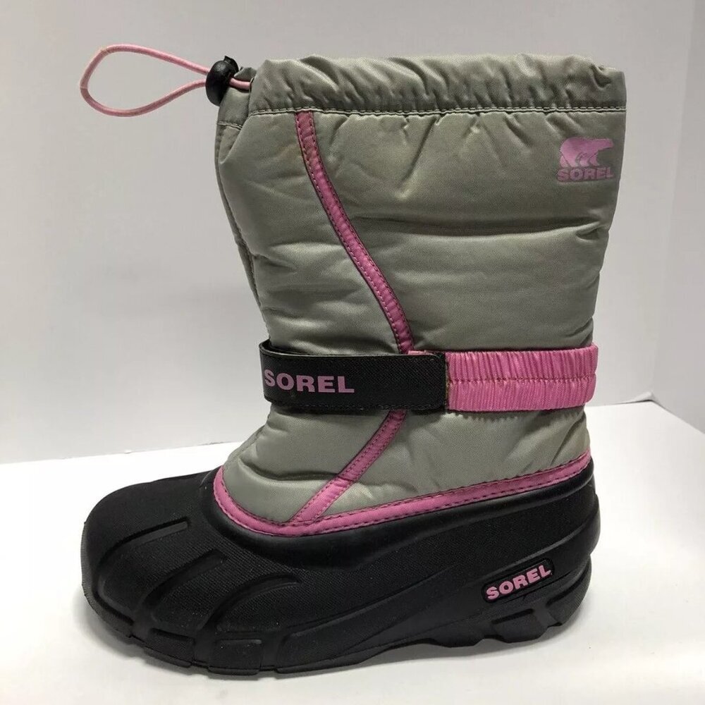 Sorel Big Kids' Flurry Winter Snow Boots Gray, Girls' Size 5 M